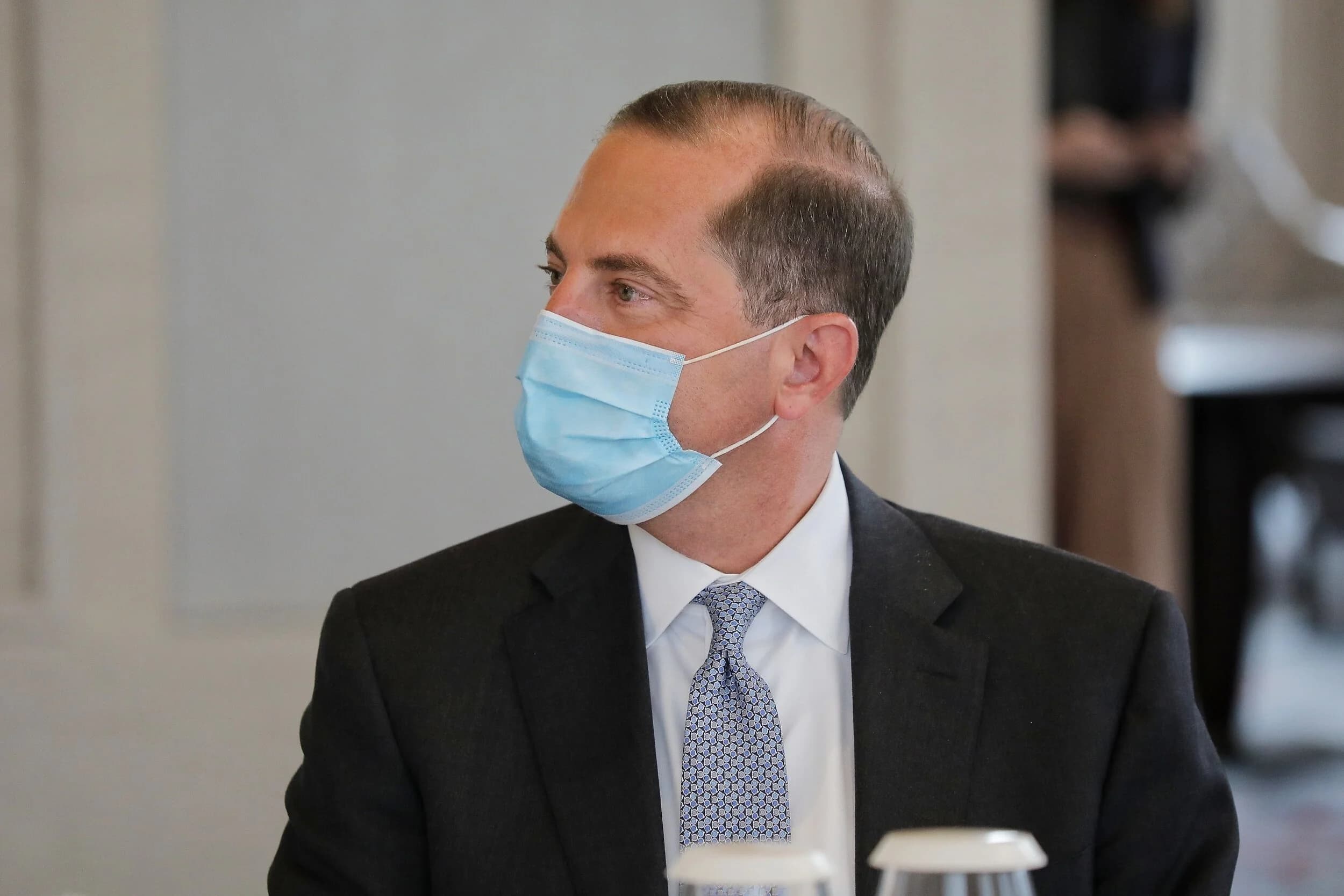 美國衛生部長阿札爾(Alex Azar)坦承稱呼蔡總統時「發音失誤」。攝:Chien Chih-Hung/Office of the President
